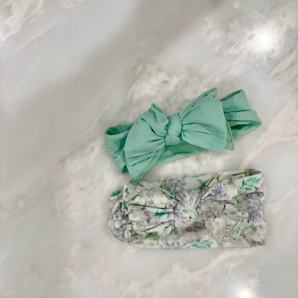 Floral and Mint Green Kids Headband Set by Baby Bling